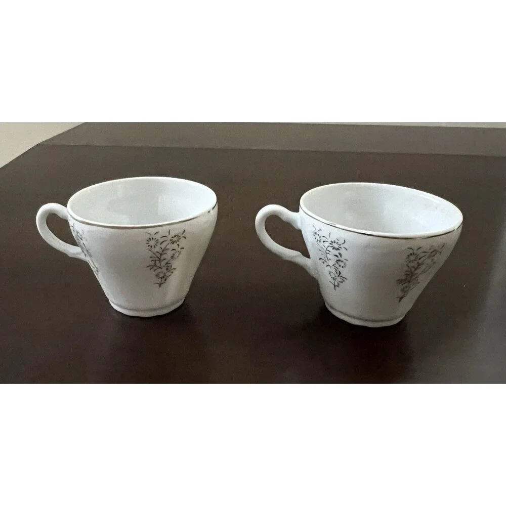 Vintage Courting Couple Demitasse 2 Cups 1 Saucer Set Japan Gold Accent